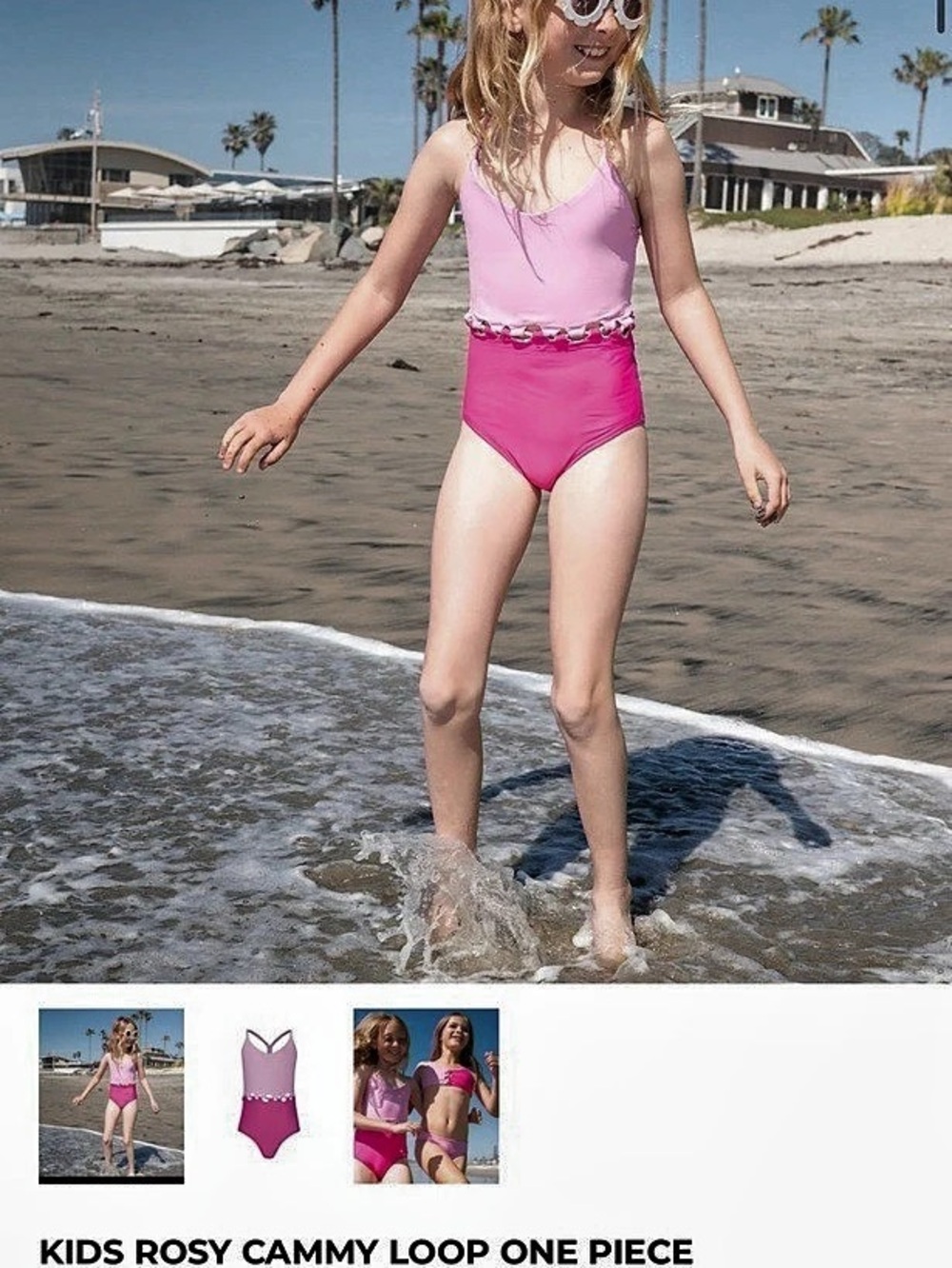 PQ Swim Rosy Cammy Loop One Piece Pink Girls 3T- 4T NWT
